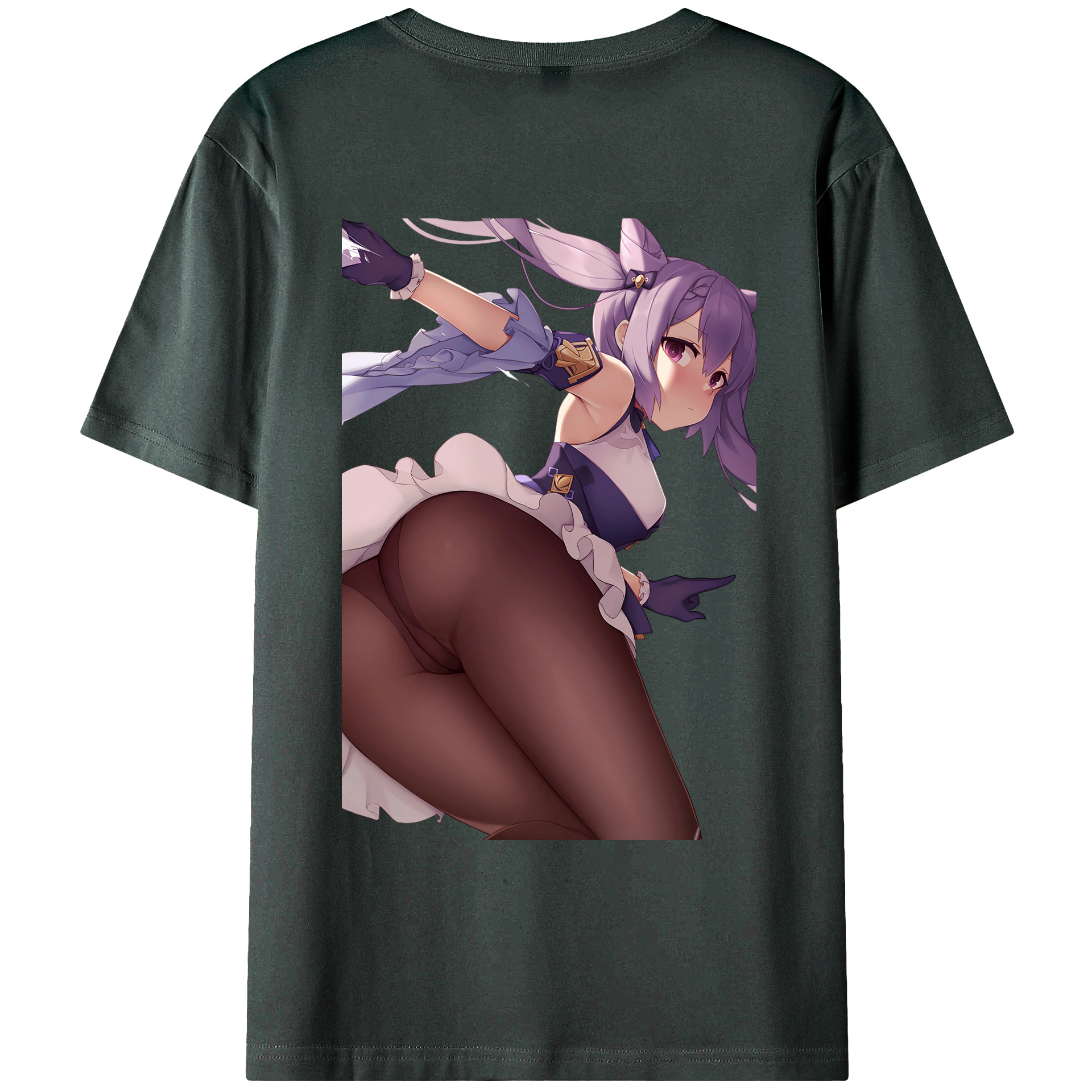 げんし神 刻晴 こくせい genshin Kokusei 綿100％ メンズ半袖Tシャツ（バックプリント） 通気性